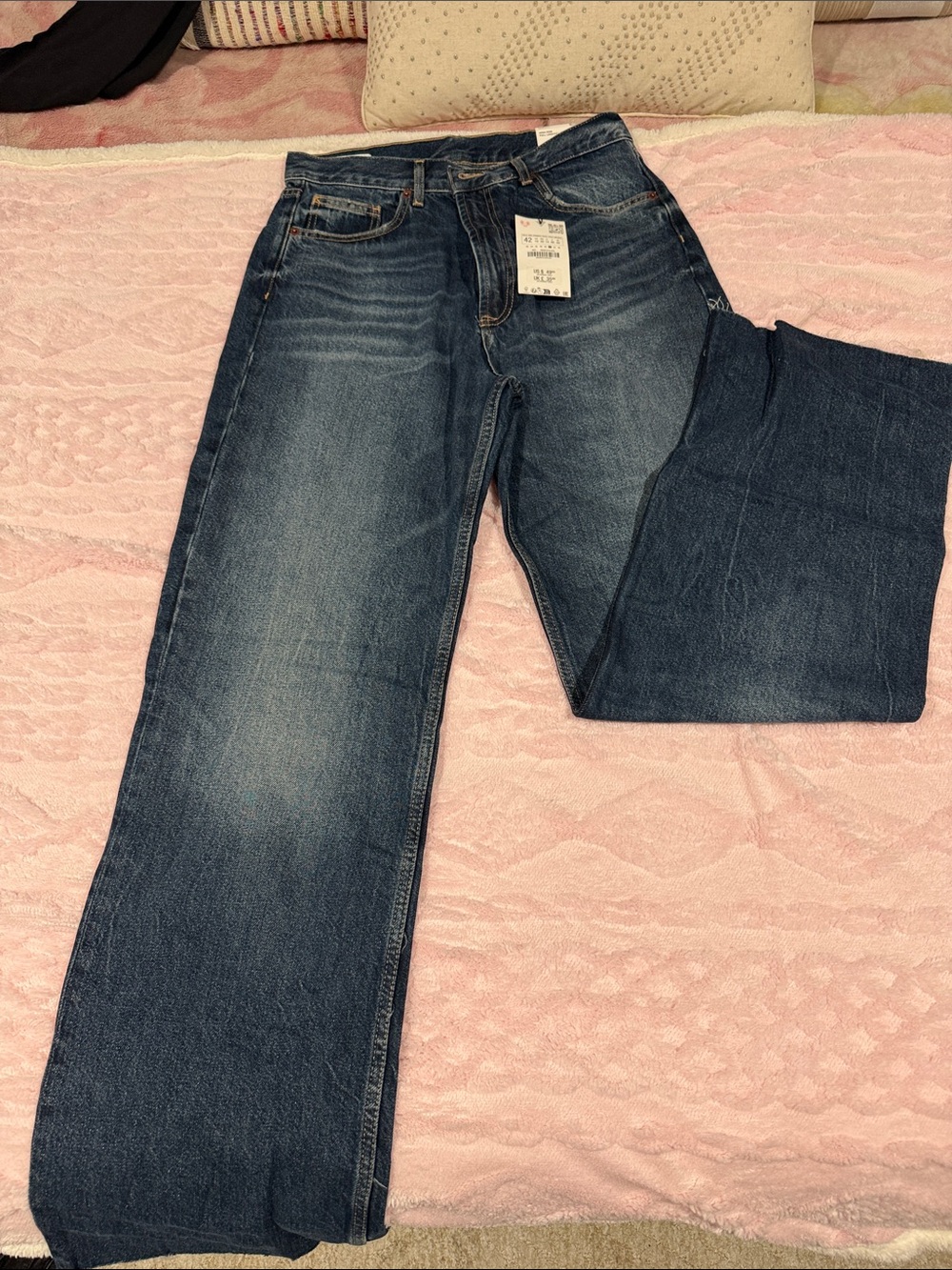 Zara Men's Relaxed Straight-Leg Jeans - Dark Blue Wash